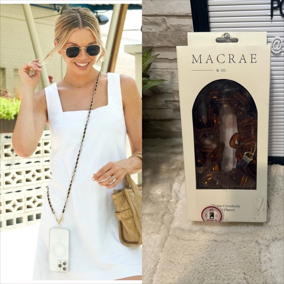 MACRAE & Co Tortoise Shell Acrylic Phone Crossbody Chain - Picture 1 of 9